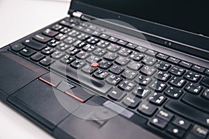 Keyboard on the laptop with Thai language