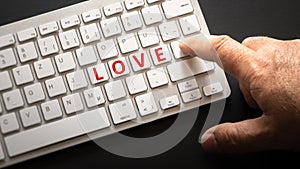 Keyboard with letters love