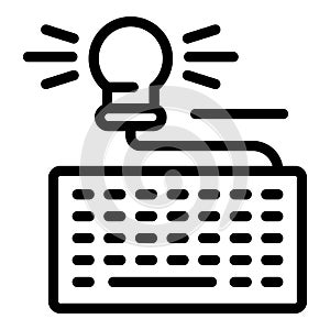 Keyboard with light bulb icon, outline style