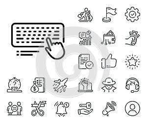 Keyboard line icon. Computer component device sign. Salaryman, gender equality and alert bell. Vector