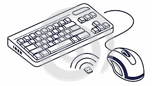 Keyboard and mouse, computer peripherals, office equipment vector design Generative AI photo