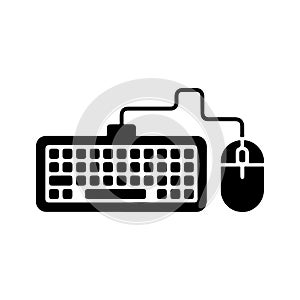 Keyboard and Mouse Solid Icon Representing Computer Tools