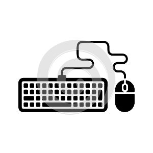 Keyboard and Mouse Solid Icon for Workstation Desk