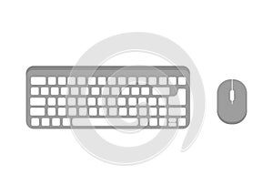 Keyboard and mouse vector icon. Grey icons isolated on the white background