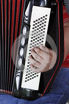  keyboard of musical instrument called accordion