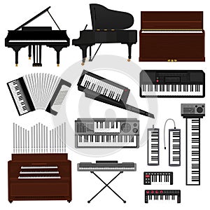 Keyboard musical instrument vector musician equipment piano of orchestra synthesizer accordion classical pianoforte photo