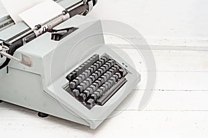 Keyboard of old mechanical typewriter, close-up