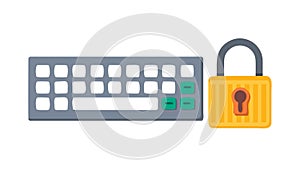 Keyboard with Padlock for Secure Typing and Input, vector design Generative AI