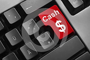 Keyboard red button cash dollar symbol