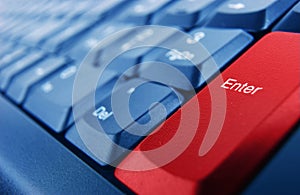 Keyboard with red enter button