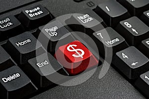 Keyboard - Red key Dollar sign , business Concepts And Ideas.