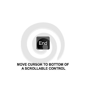 Keyboard shortcuts, move cursor to bottom of a scrollable control icon. Can be used for web, logo, mobile app, UI, UX