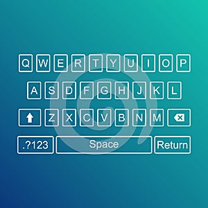 Keyboard of smartphone, alphabet buttons. Qwerty Vector illustration photo
