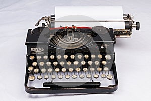 Keyboard and typewriter keys, detail. Evolution of technology in writing. Old typewriter type