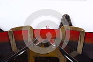 Keyboard and typewriter keys, detail. Evolution of technology in writing. Old typewriter type