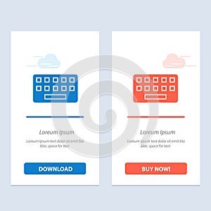 KeyBoard, Typing, Board, Key  Blue and Red Download and Buy Now web Widget Card Template