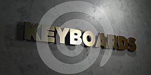 Keyboards - Gold text on black background - 3D rendered royalty free stock picture