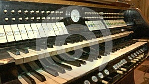 Keyboards of old church organ