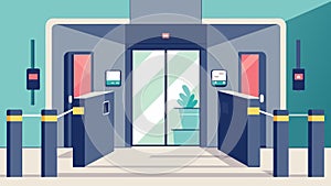 Keycard entry systems at all entrance points limiting access only to authorized personnel.. Vector illustration. photo