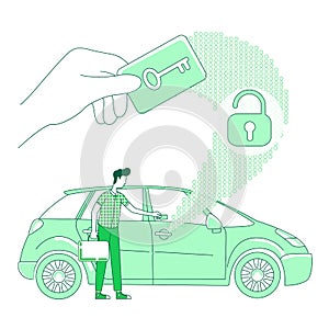 Keycard scan thin line concept vector illustration