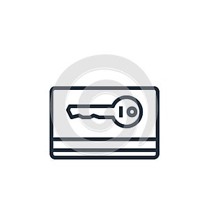 keycard vector icon isolated on white background. Outline, thin line keycard icon for website design and mobile, app development.