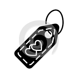 A keychain with heart solid icon. Key ring vector illustration isolated on white. Love tag glyph style design, designed