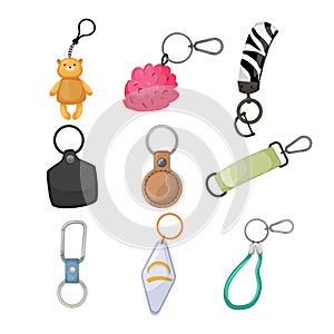 keychain key set cartoon vector illustration