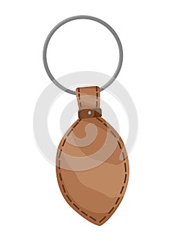 Keychain or keyholder icon. Cartoon color key ring, chain round holder or metal trinket. Modern keys pendant. Home