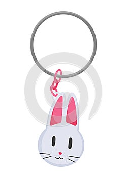 Keychain or keyholder icon. Cartoon color key ring, chain round holder or metal trinket. Modern keys pendant. Home