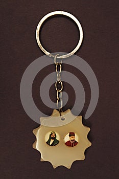 Keychain made of metals. Key ring used as a promotion.