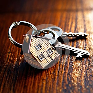 Keychain in the shape of a house, showing home property ownership