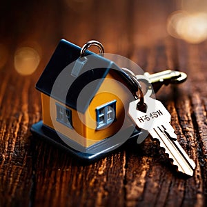 Keychain in the shape of a house, showing home property ownership