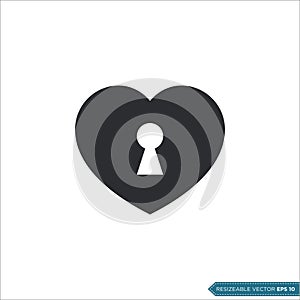 Simple Black Keyhole Heart Icon Vector Template