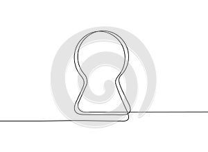 Keyhole icon in continuous line style. Keyhole of door sign vector, data locking abstraction, secret data, secret