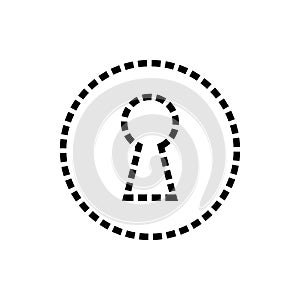 Keyhole icon design in dashed line style, door lock symbol vector