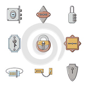 Keyhole icons set, flat style