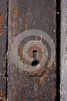 Keyhole of old doorlock photo