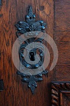 keyhole on an old wooden door in Czechia, Prague