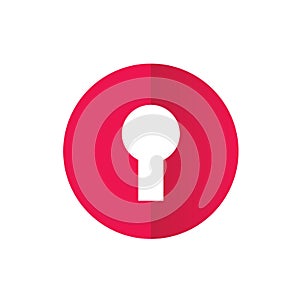 Keyhole and Red Circle, Icon Design, Vector Logo Illustration