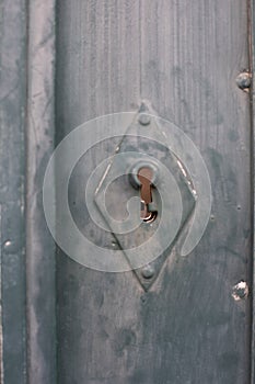 Keyhole on a wooden door