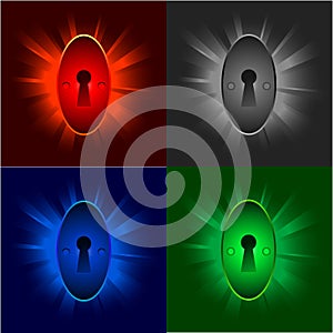 Keyholes on shiny backgrounds