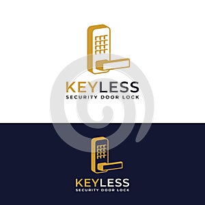 Keyless Smart Security Door Logo Design Template