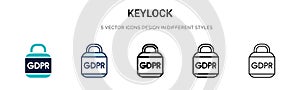 Keylock icon in filled, thin line, outline and stroke style. Vector illustration of two colored and black keylock vector icons