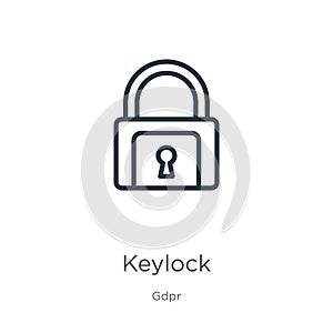 Keylock icon. Thin linear keylock outline icon isolated on white background from gdpr collection. Line vector keylock sign, symbol