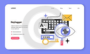 Keylogger web banner or landing page. Keystroke logging, dangerous photo