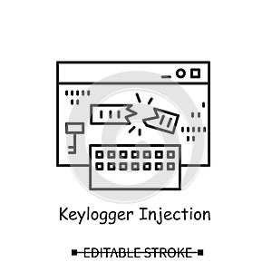 Keyogger icon. Keyboard input logger malware simple line vector illusration.