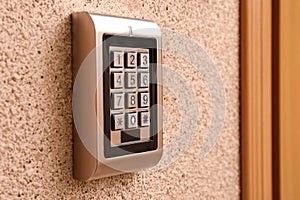 Keypad of modern electronic lock, closeup