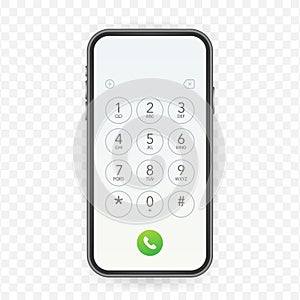 Keypad for on smartphone screen. Application Interface on mobile phone. Vector stock illustration
