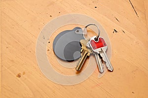 Keyring with blank fob on table