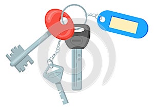 Keyring cartoon icon. Property symbol. Door keys